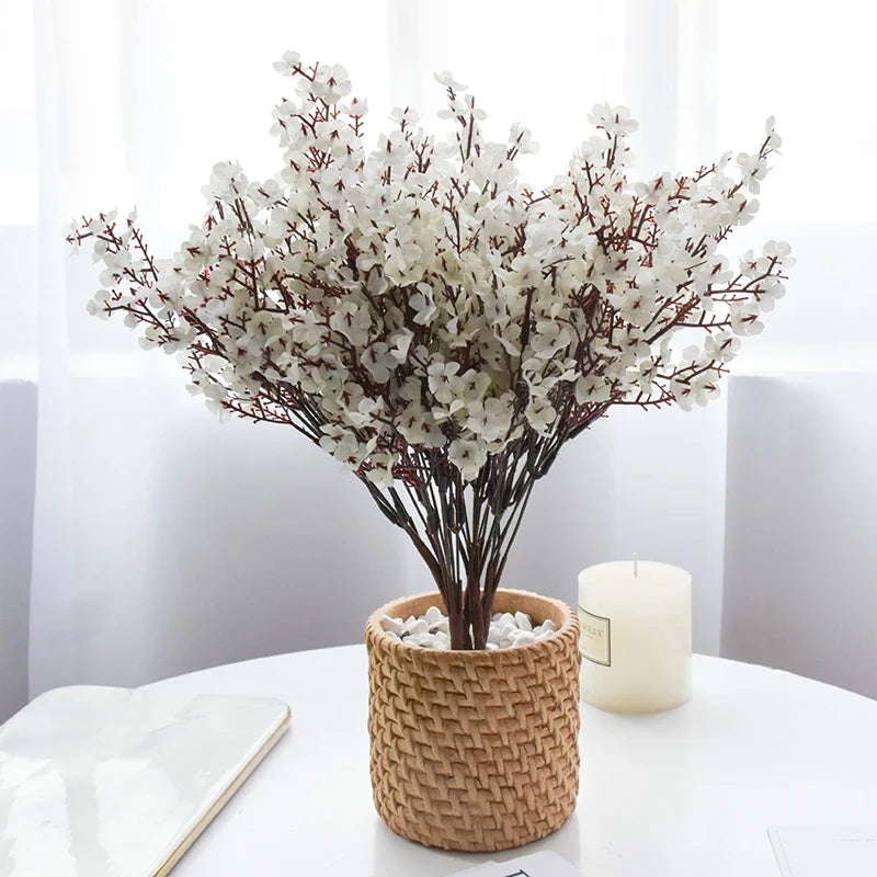 Afralia™ Silk Peach Blossom Gypsophila Bouquet Bonsai Wedding Decoration