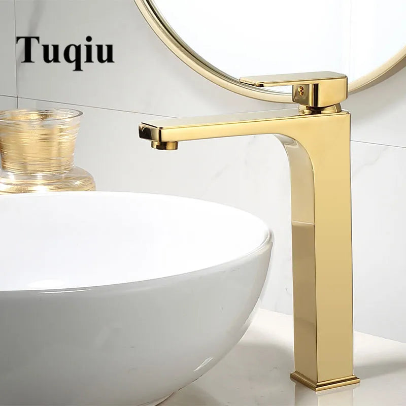 Afralia™ Gold Basin Faucet: Single Handle Bathroom Sink Tap & Brass Lavatory Mixer