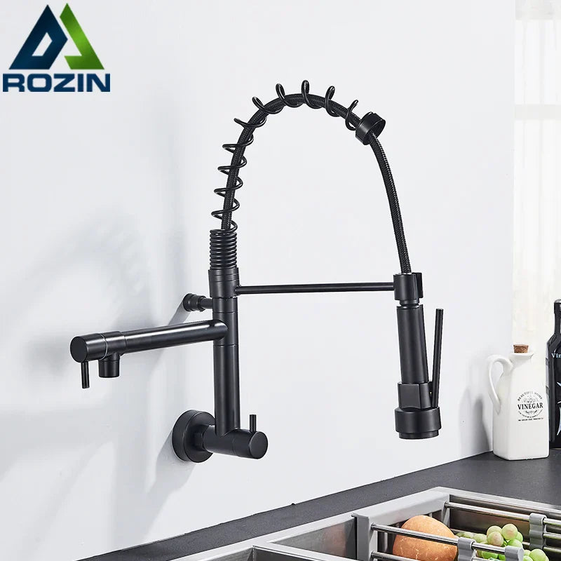 Afralia™ Matte Black Pull Down Kitchen Faucet with Dual Spouts