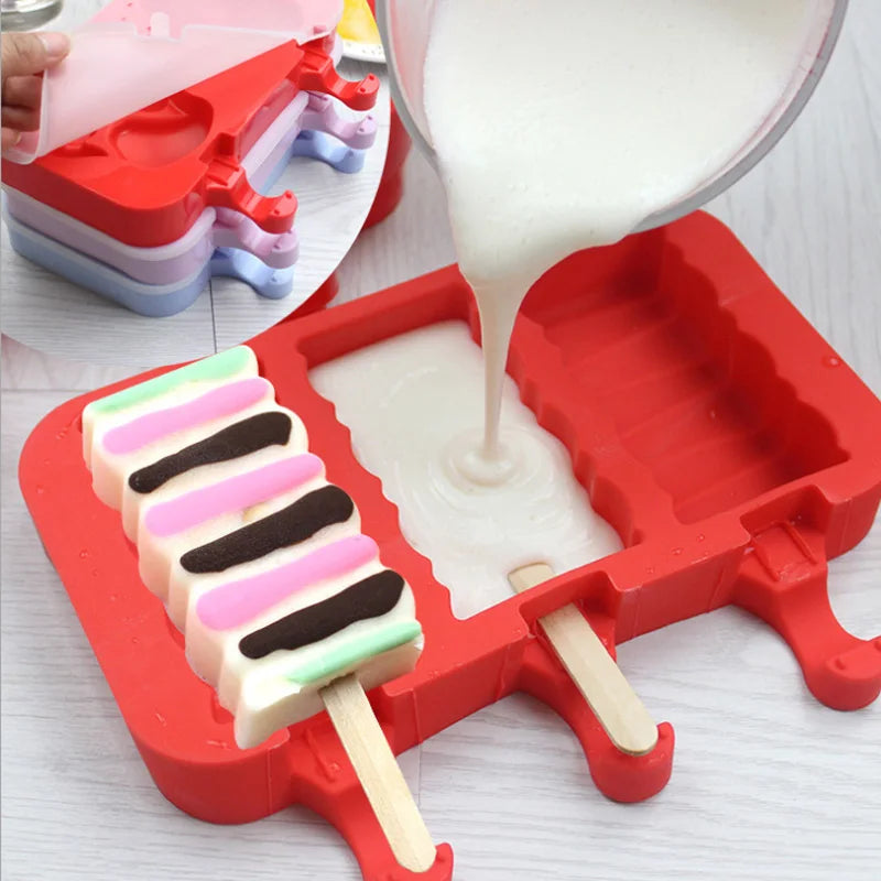 Afralia™ Silicone Rabbit Popsicle Mold Set with Wood Sticks - Ice Cream Maker
