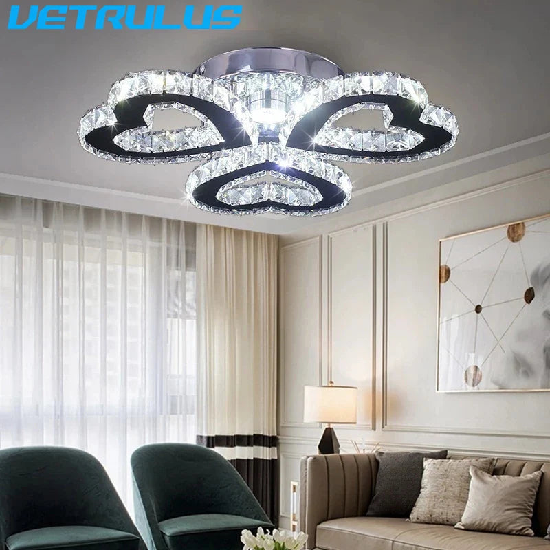 Afralia™ Crystal LED Ceiling Chandelier for Modern Living Room Decor Luxe Lighting Fixtures