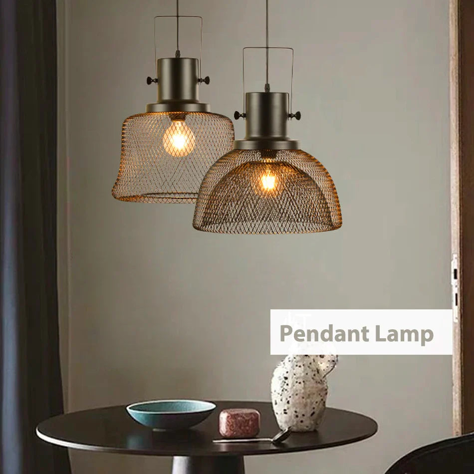 Afralia™ Cage Pendant Light: Nordic LED Minimalist Industrial Dining Lamp
