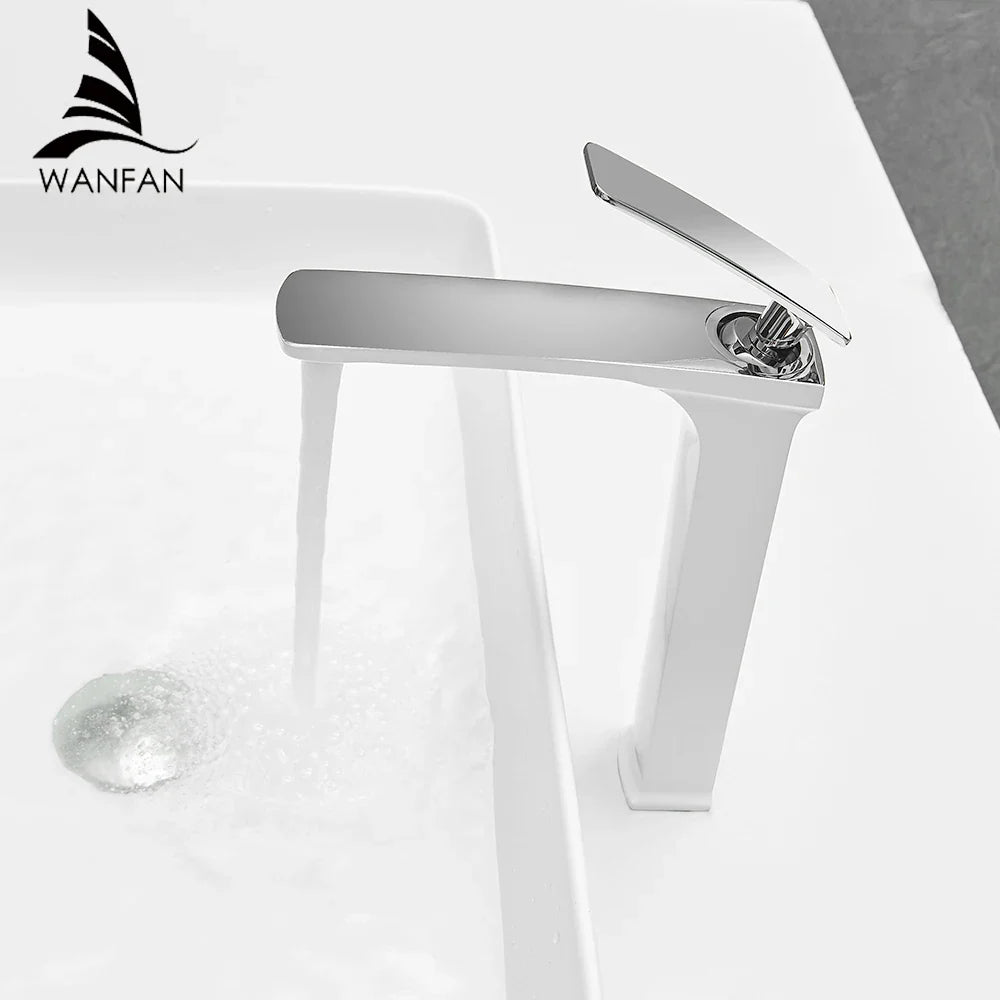 Afralia™ White Basin Faucet with Hot and Cold Mixer Tap for Bathroom