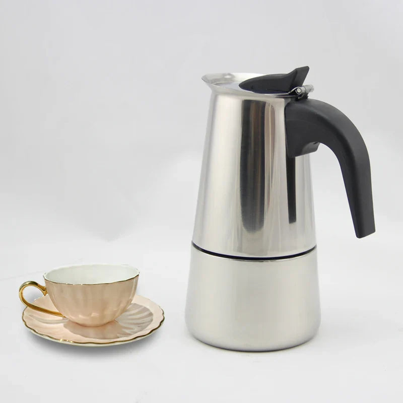 Afralia™ Stainless Moka Coffee Maker Pot 100-450ml