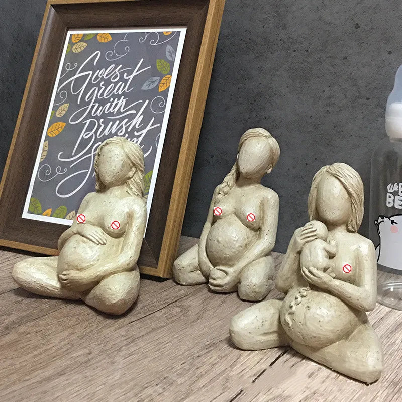 Afralia™ Pregnancy Sculpture: Naked Woman & Baby Human Resin Crafts Ornament