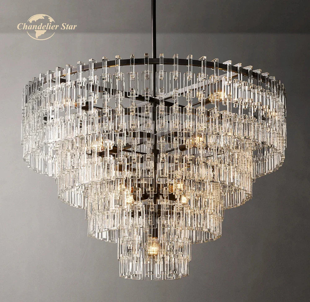 Afralia™ Marignan Crystal Chandelier Tiered Round Living Room Pendant Light