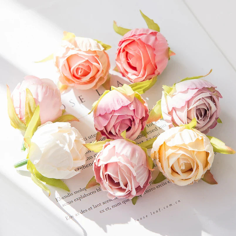 Afralia™ Silk Tea Rose Buds Wedding Home Decor Fake Flowers Bouquet