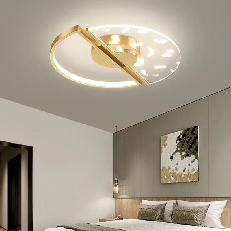 Afralia™ Luxury LED Feather Ceiling Lamp for Bedroom & Living Room Lighting