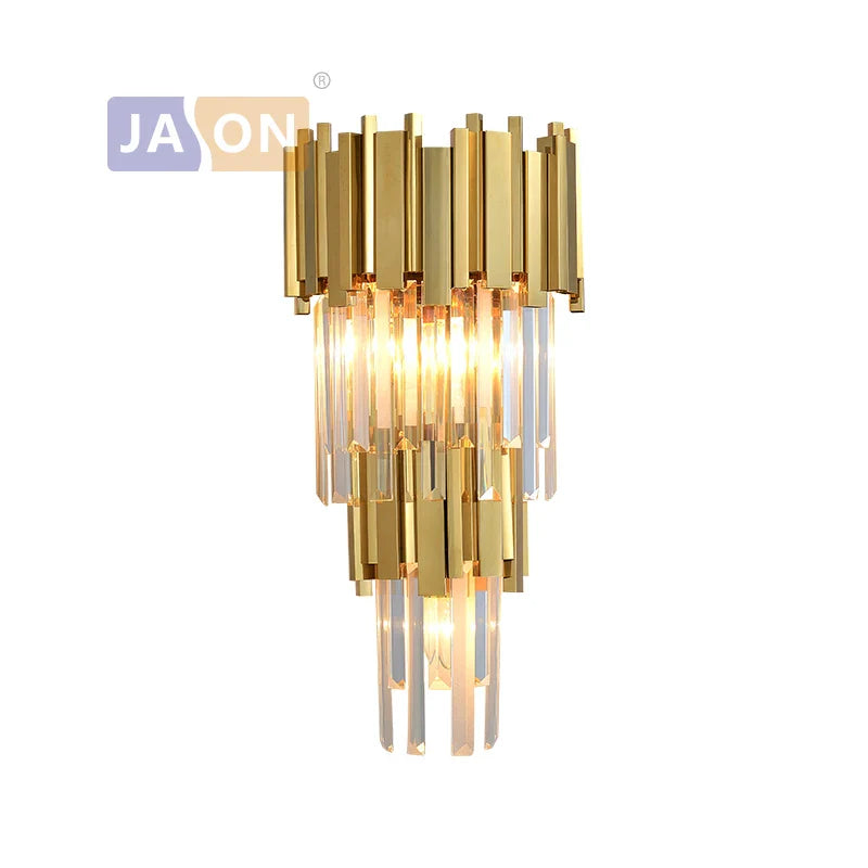 Afralia™ Crystal Clear LED Wall Sconce Chrome Silver Gold Wall Light for Bedroom