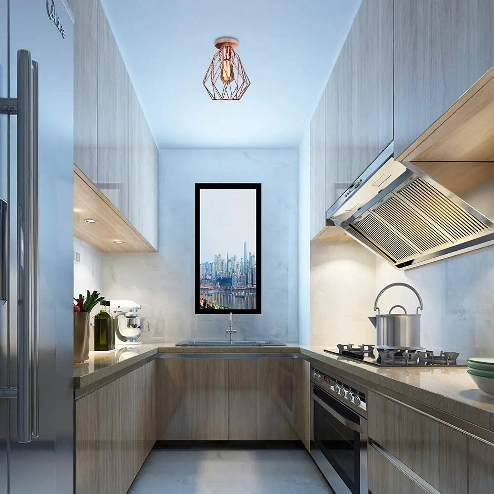 Afralia™ Rose Gold Iron Ceiling Light for Chic Home Decor, Modern Nordic Design
