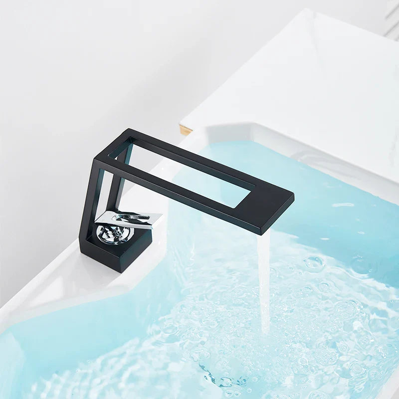 Afralia™ Square Hollow-Carved Design Basin Faucet in 4 Colors, Nordic Style Mixer Tap