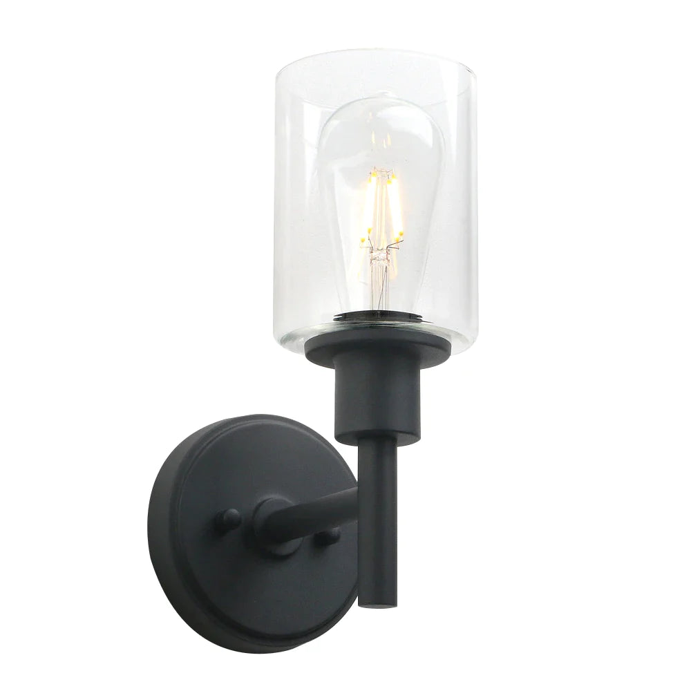Afralia™ Matte Black Wall Sconce Light with Glass Shade