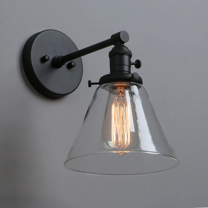 Afralia™ Cone Canopy Wall Sconce - Single Light Industrial Wall Lamp