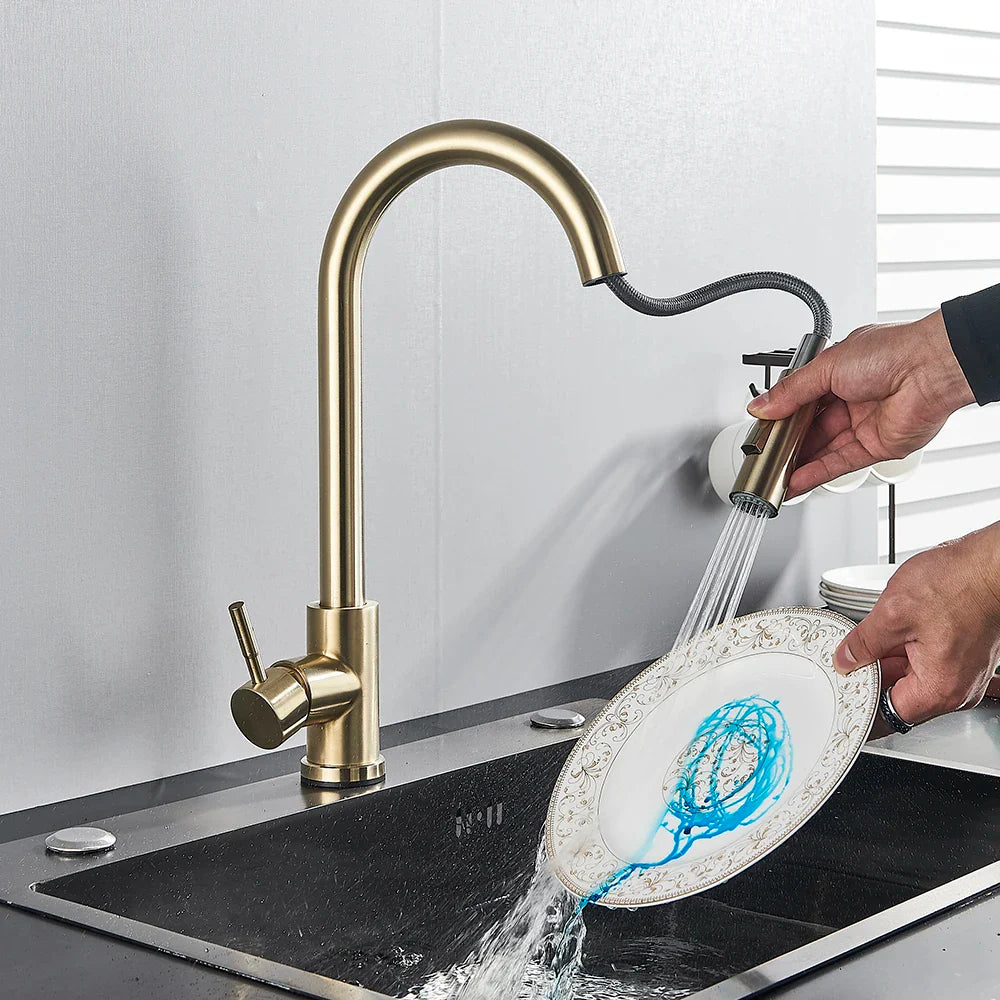 Afralia™ Smart Touch Kitchen Faucet with Pull Out Spray and 360 Rotation