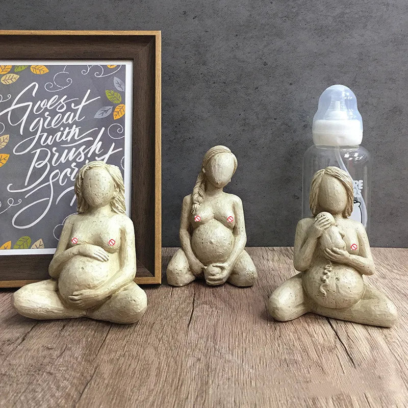 Afralia™ Pregnancy Sculpture: Naked Woman & Baby Human Resin Crafts Ornament