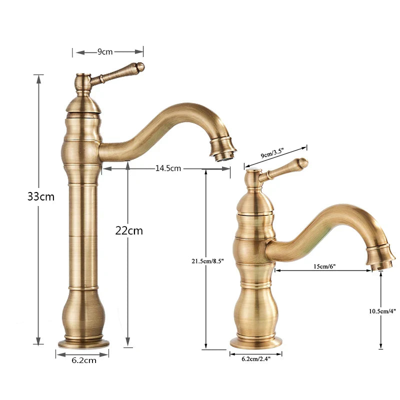 Afralia™ Antique Brass Basin Faucet Single Handle Bathroom Mixer Tap