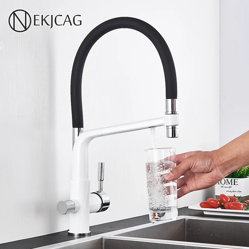 Afralia™ Kitchen Faucet with Filtered Water, Dual Handle Hot Cold Mixer Taps