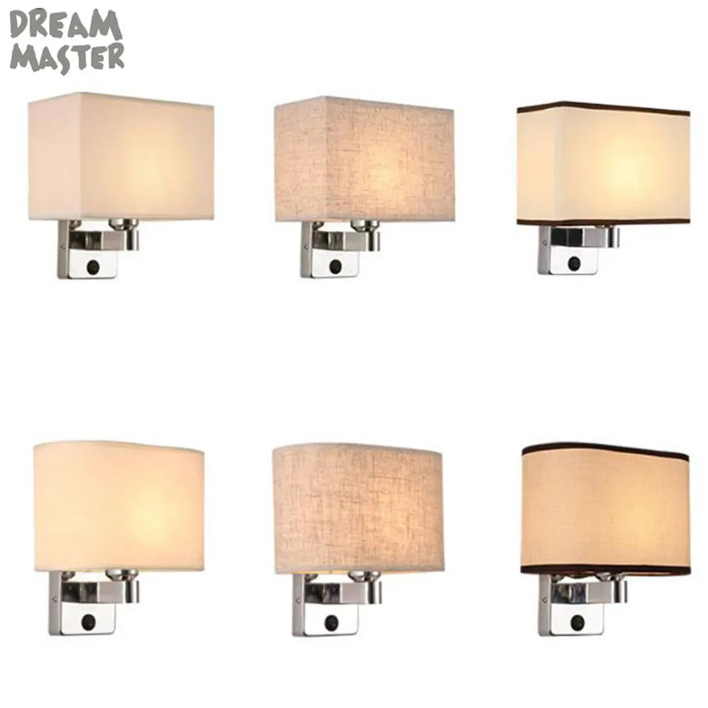 Afralia™ Vintage Industrial Bedside Wall Sconce with Oval Fabric Shade