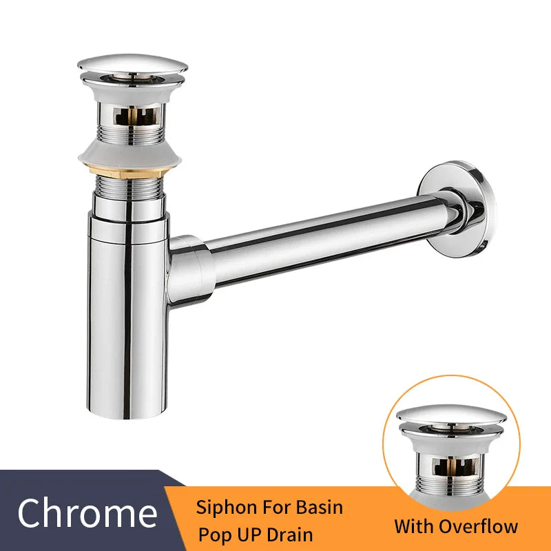 Afralia™ Brass Round Bottle Trap Oil Rubbed Bronze Pop Up Drain WF-6920