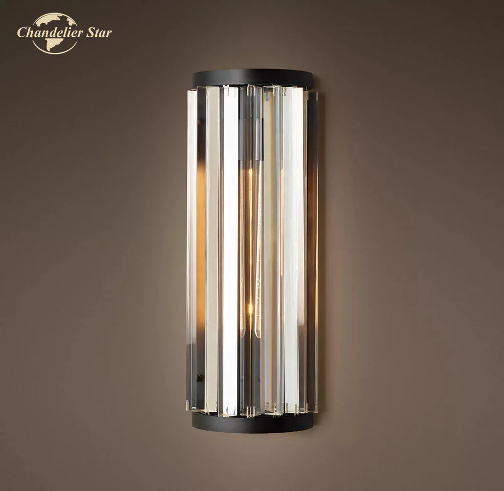 Afralia™ Crystal Prism LED Wall Sconce - Modern Black Lustre Lighting Fixtures