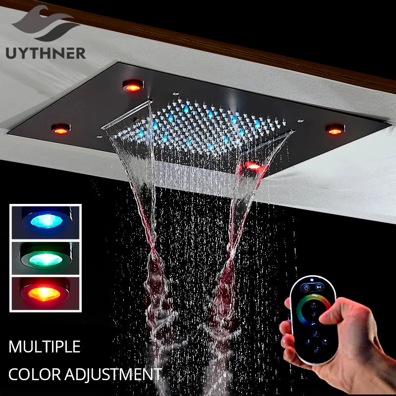 Afralia™ LED Luxury Ceiling Embedded Shower Head Rainfall Colorful Bathroom Showers 304SUS
