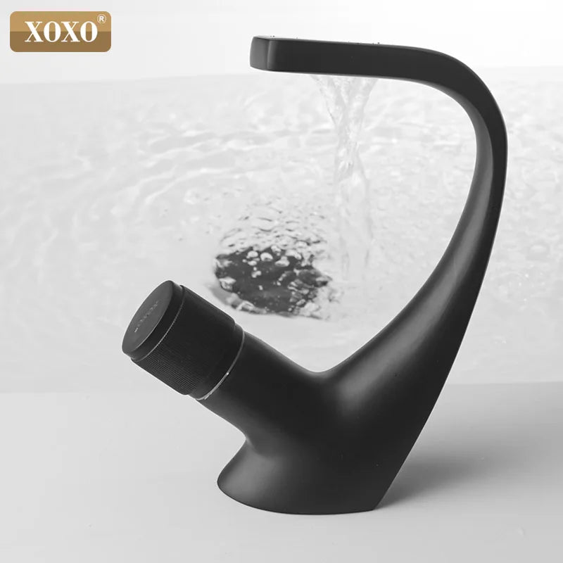 Afralia™ Modern Brass Basin Faucet Single Handle Waterfall Mixer Tap