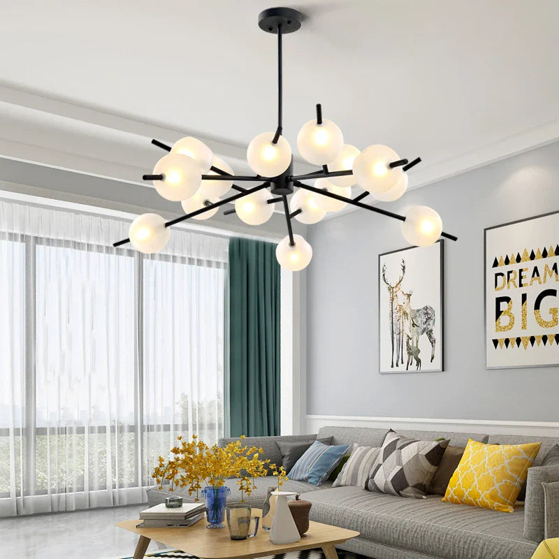 Afralia™ Nordic Glass Ball Chandelier: Modern Postmodern Designer Model Room Lighting