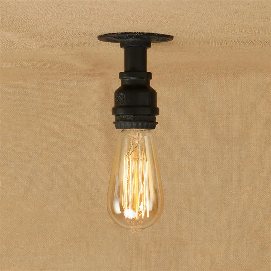 Afralia™ Vintage E27 Iron Pipe Ceiling Light for Loft Indoor Lighting Fixtures