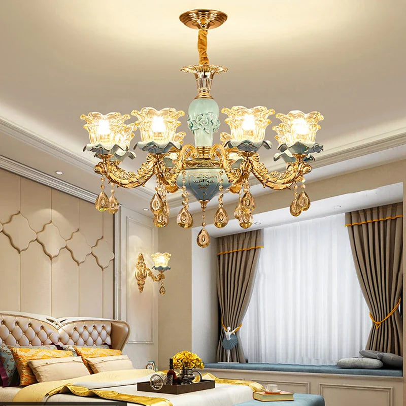 Afralia™ Retro Ceramic Chandelier for Living Room Bedroom Villa Duplex Floor
