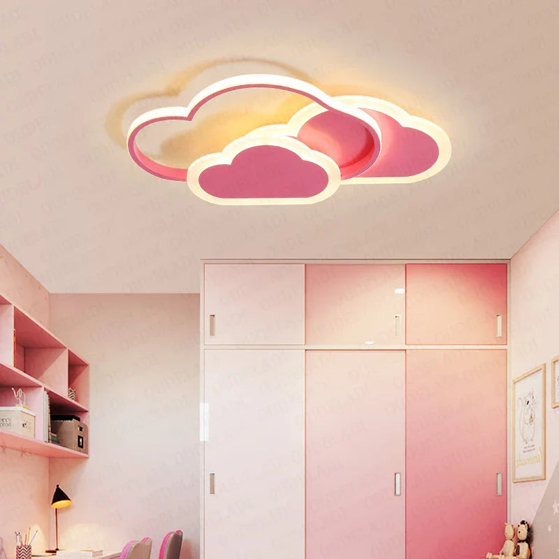 Afralia™ Kids Room LED Ceiling Light: Modern, Creative, White & Pink Pentagram Lamps