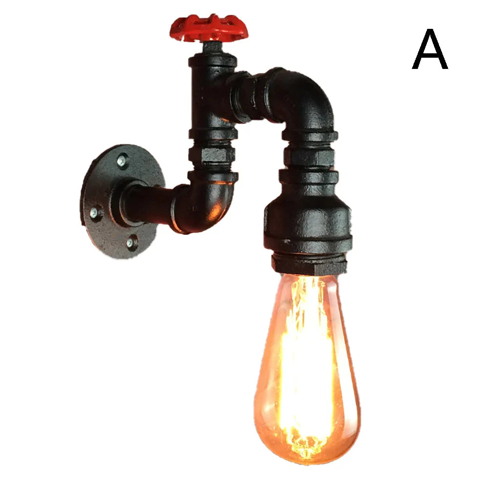 Afralia™ Vintage Iron Rust Plated Water Pipe Wall Lamp Lighting for Home Restaurant Bar