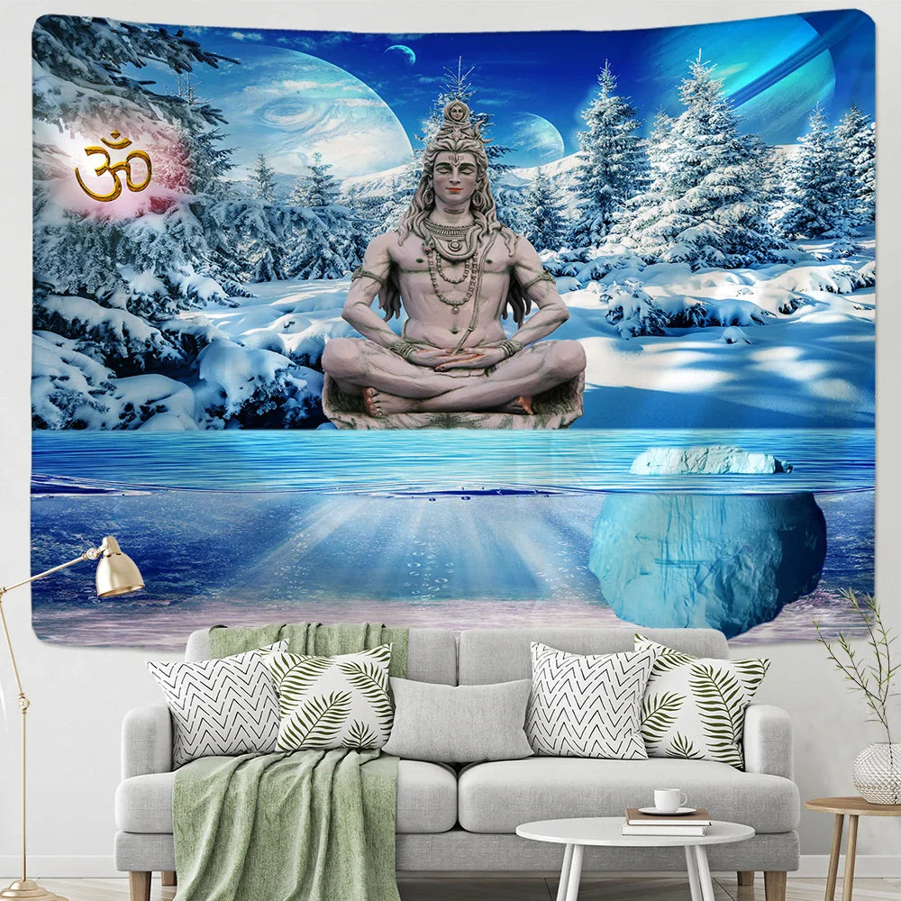 Afralia™ Buddhism Wall Hanging Tapestry Blanket Rug for Beach, Picnic, Camping