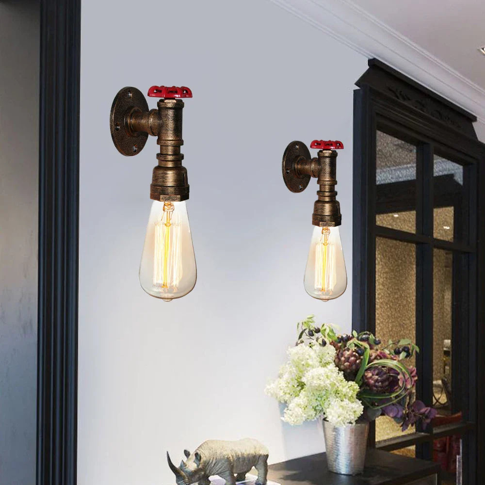 Afralia™ Retro Industrial Water Pipe Wall Light LED Sconce Fixture for Home Restaurant Bar