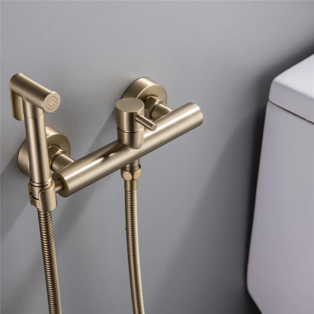 Afralia™ Hand Held Bidet Sprayer Kit with Hot and Cold Copper Valve for Luxury Bathroom