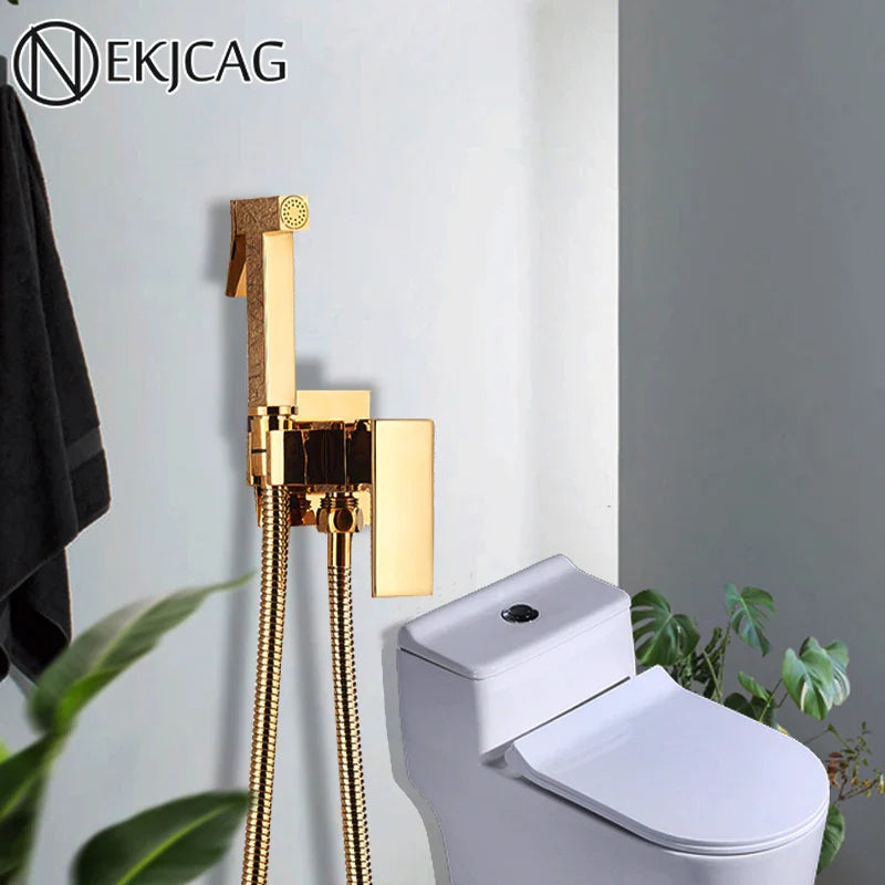 Afralia™ Rose Gold Bidet Faucet: High Pressure Toilet Washer, Wall Mounted Sprayer