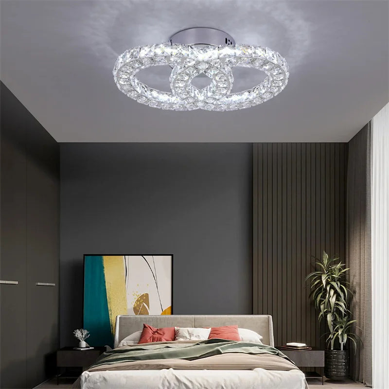 Afralia™ Modern K9 Crystal LED Ceiling Light Chandelier for Living Room, Bedroom, Home Decor