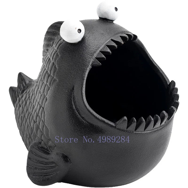 Afralia™ Cute Animal Ceramic Ashtray Piranha Office Decoration Windproof Car Ashtray