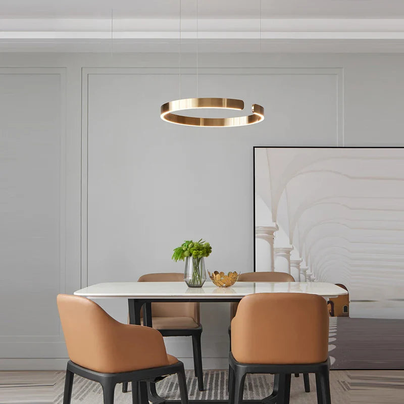 Afralia™ LED Chandelier: Round Rings Pattern, Gold, Modern Design for Living, Dining, Bedroom, Kitchen.
