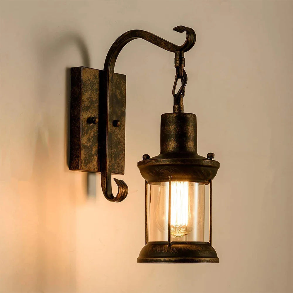 Afralia™ Industrial Vintage Wall Light: Retro Metal Indoor Fixture with Glass Shade Cover