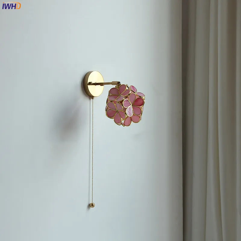 Afralia™ LED Petal Wall Sconce Modern Nordic Style Pull Chain Switch Stair Mirror Light