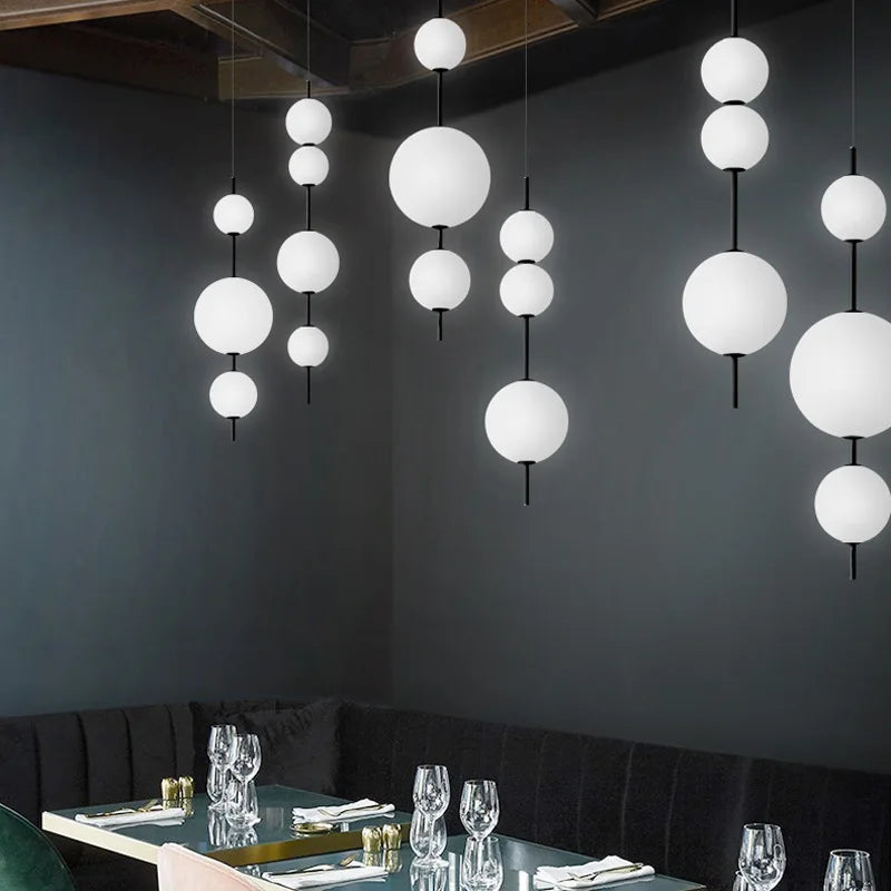 Afralia™ Glass Ball Chandelier Pendant Light for Restaurant, Shop, Kitchen, Bedroom