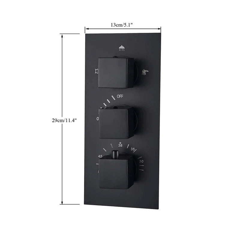 Afralia™ Matte Black 3 Way Thermostatic Mixer Valve for Bathroom Shower Control