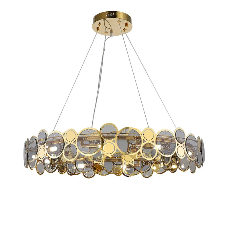 Afralia™ Gold Iron Glass Chandelier Lighting for Dinning Room