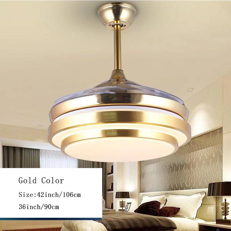 Afralia™ Modern Remote Ceiling Fan with LED Lights and Control - Gold/Silver Options