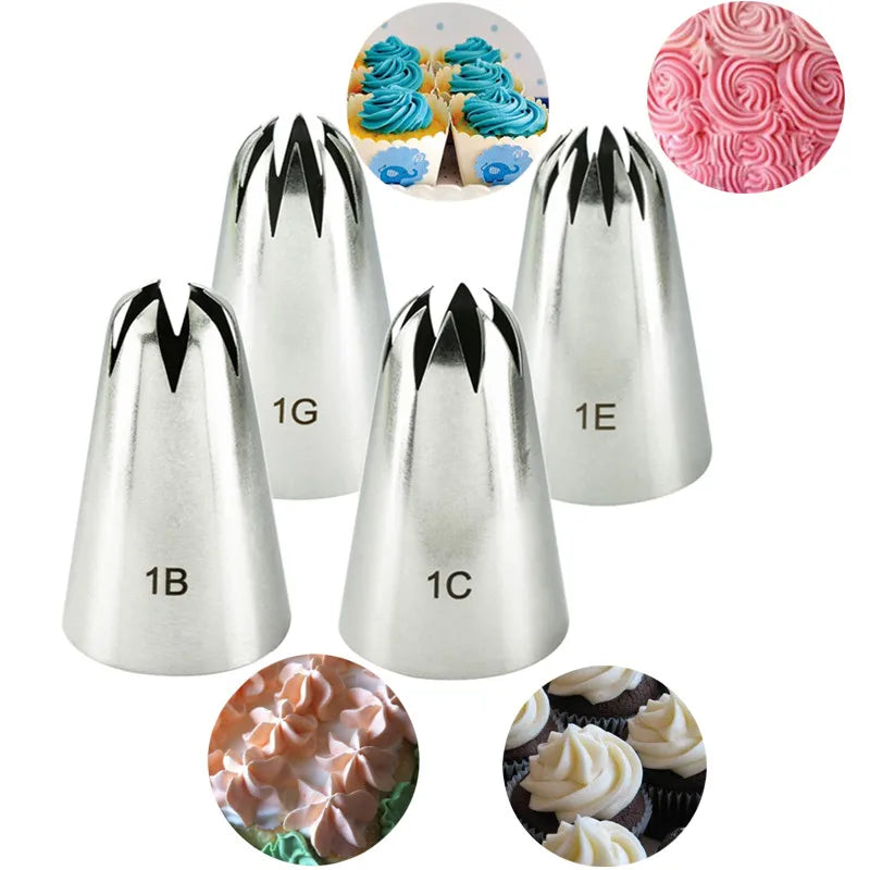 Afralia™ Large Stainless Steel Pastry Tips Set for Cake Decorating and Baking