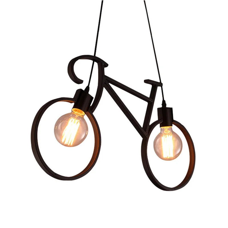 Afralia™ Iron Bicycle Chandelier: Vintage White Black LOFT Lighting for Bedroom Living Room