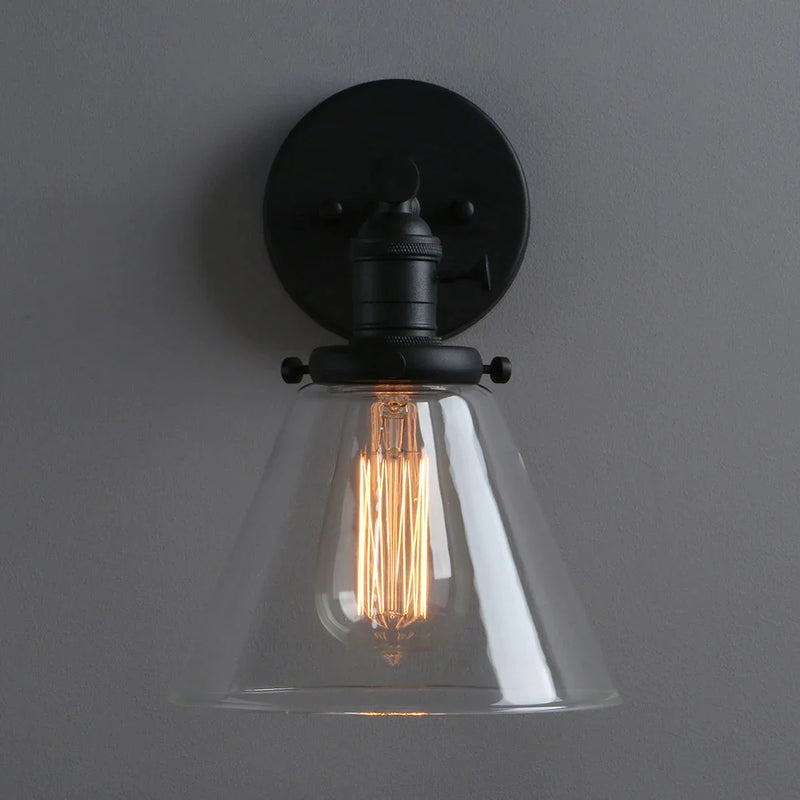 Afralia™ Cone Canopy Wall Sconce - Single Light Industrial Wall Lamp
