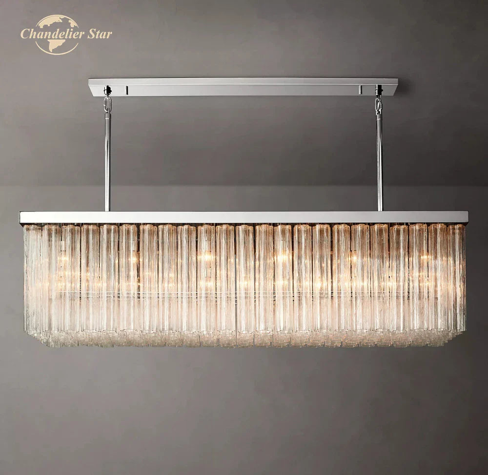 Afralia™ Cielo Rectangular LED Chandelier for Living Dining Kitchen Island Lamps