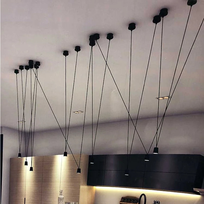 Afralia™ Geometric Vintage Linear Pendant Lamp for Living Room Kitchen Dining Lighting