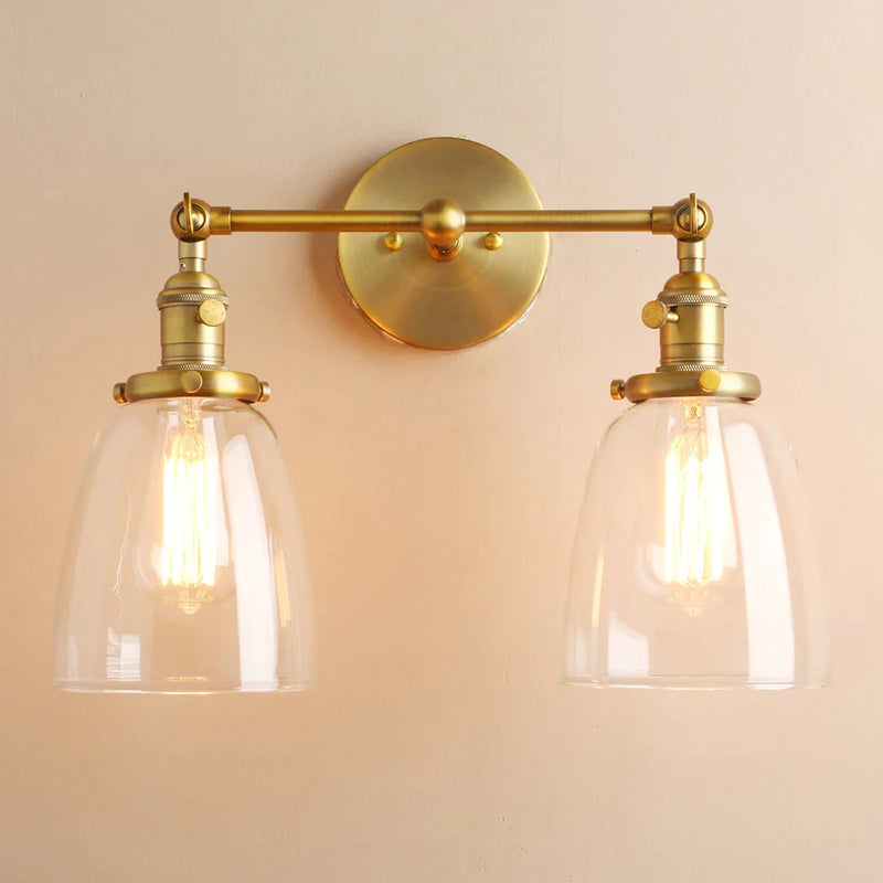 Afralia™ Vintage Industrial 2-Light Wall Sconce with Clear Glass Shade